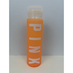 PINK Victoria's Secret Orange Frosted Water Bottle Dog Logo Reusable 20oz